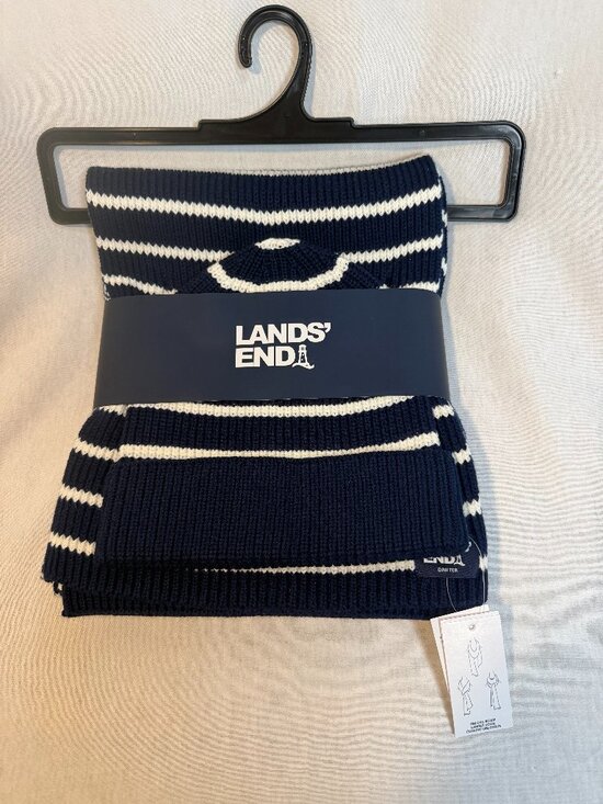 Lands' End Accessories - Lands End Drifter Hat Scarf Set NWT Cotton Unisex Winter Gift